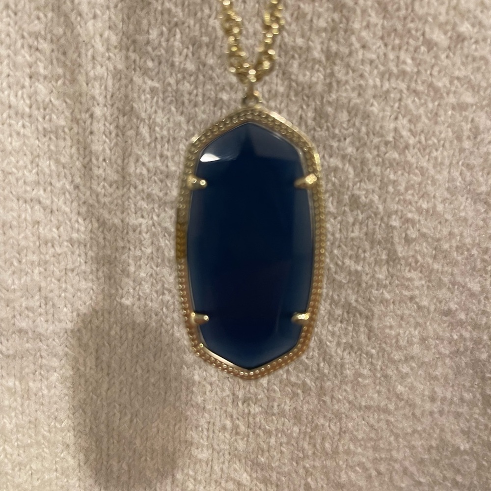 Kendra Scott Gold and Navy Pendant Necklace